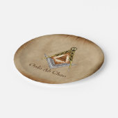 Hand gezeichnetes Quadrat und Kompass mit allem Pappteller (Schrägansicht)