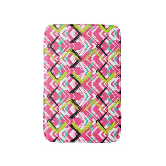 Hand gezeichnetes rosa Zickzack-Muster Badematte (Vorderseite Vertikal)