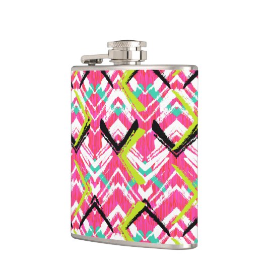 Hand gezeichnetes rosa Zickzack-Muster Flachmann (Links)