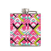 Hand gezeichnetes rosa Zickzack-Muster Flachmann (Rückseite)