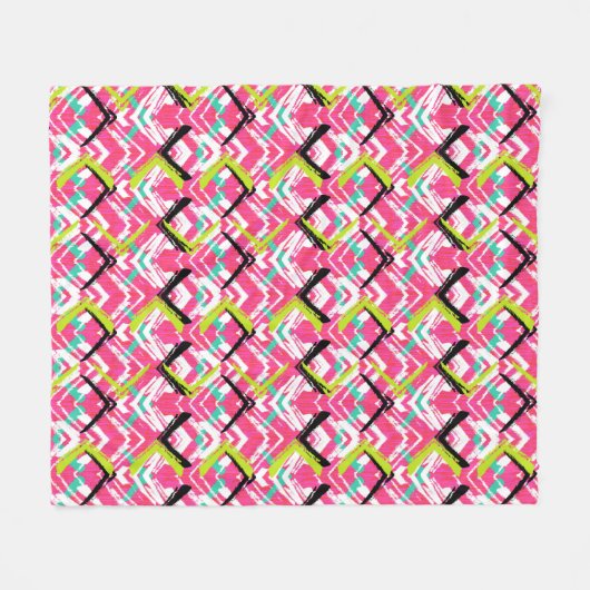 Hand gezeichnetes rosa Zickzack-Muster Fleecedecke (Vorderseite (Horizontal))