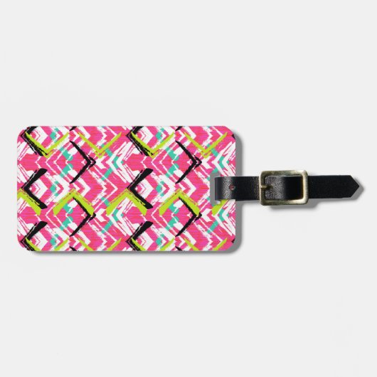 Hand gezeichnetes rosa Zickzack-Muster Gepäckanhänger (Vorderseite horizontal)
