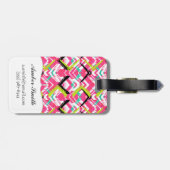 Hand gezeichnetes rosa Zickzack-Muster Gepäckanhänger (Rückseite horizontal)