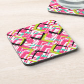 Hand gezeichnetes rosa Zickzack-Muster Getränkeuntersetzer (Linke Seite)