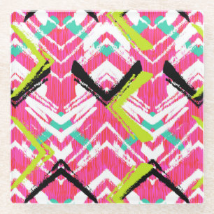 Hand gezeichnetes rosa Zickzack-Muster Glasuntersetzer