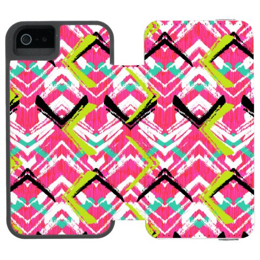 Hand gezeichnetes rosa Zickzack-Muster Incipio iPhone Geldbeutel-Hülle (Folio Geöffnet)