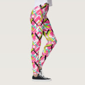 Hand gezeichnetes rosa Zickzack-Muster Leggings (Rechts)