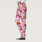 Hand gezeichnetes rosa Zickzack-Muster Leggings (Links)