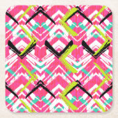 Hand gezeichnetes rosa Zickzack-Muster Rechteckiger Pappuntersetzer (Vorderseite)