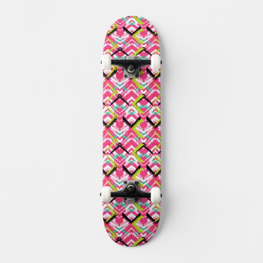 Hand gezeichnetes rosa Zickzack-Muster Skateboard (Vorderseite)