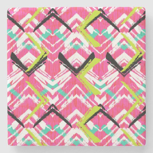 Hand gezeichnetes rosa Zickzack-Muster Steinuntersetzer (Vorderseite)
