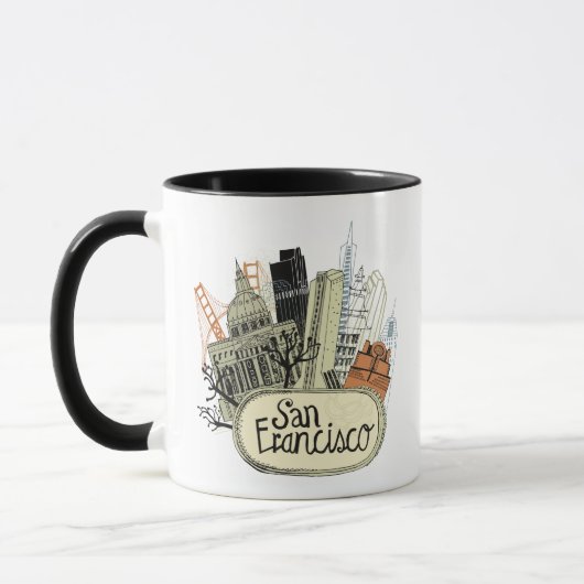 Hand gezeichnetes San Francisco Tasse (Links)
