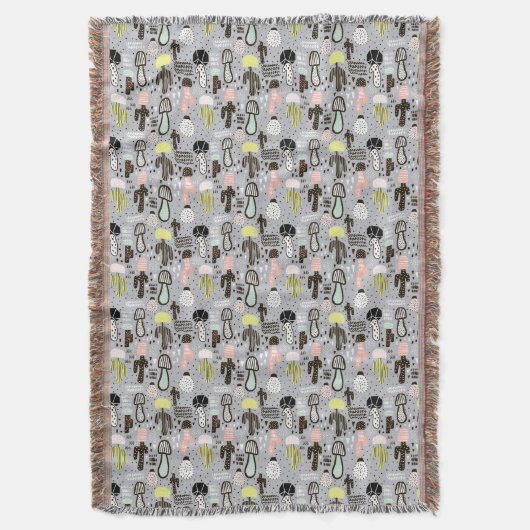 Hand gezeichnetes strukturiertes Kaktus-Muster Decke (Vorderseite Vertikal)