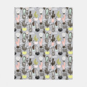 Hand gezeichnetes strukturiertes Kaktus-Muster Fleecedecke (Vorderseite)