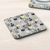 Hand gezeichnetes strukturiertes Kaktus-Muster Getränkeuntersetzer (Linke Seite)