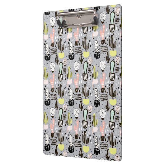 Hand gezeichnetes strukturiertes Kaktus-Muster Klemmbrett (Links)