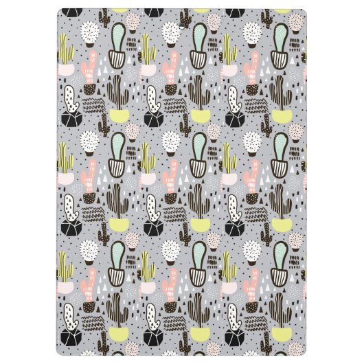 Hand gezeichnetes strukturiertes Kaktus-Muster Klemmbrett (Rückseite)