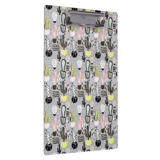 Hand gezeichnetes strukturiertes Kaktus-Muster Klemmbrett (Rechts)