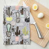 Hand gezeichnetes strukturiertes Kaktus-Muster Küchentuch (Viertel Falte)