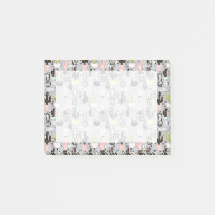 Hand gezeichnetes strukturiertes Kaktus-Muster Post-it Klebezettel