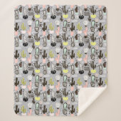 Hand gezeichnetes strukturiertes Kaktus-Muster Sherpadecke (Vorderseite)