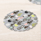 Hand gezeichnetes strukturiertes Kaktus-Muster Untersetzer (angewinkelt)