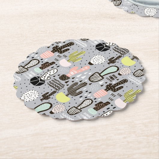 Hand gezeichnetes strukturiertes Kaktus-Muster Untersetzer (angewinkelt)