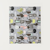 Hand gezeichnetes strukturiertes Kaktus-Muster Wandteppich (Vorderseite)