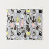 Hand gezeichnetes strukturiertes Kaktus-Muster Wandteppich (Vorderseite (Horizontal))