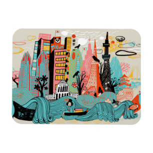 Hand gezeichnetes Tokyo Japan Magnet