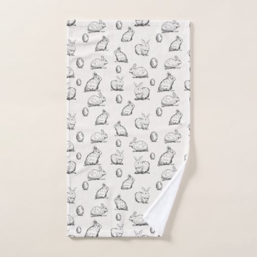 Hand-gezeichnetes Tuch-Set des Osterhasen-Muster-| Badhandtuch Set (Handtuch)