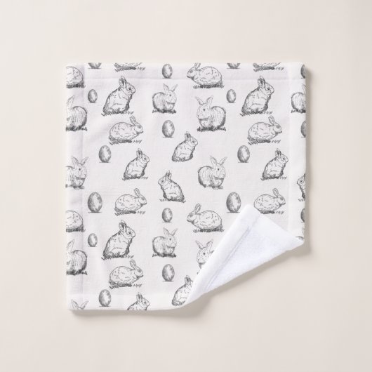 Hand-gezeichnetes Tuch-Set des Osterhasen-Muster-| Badhandtuch Set (Waschlappen)
