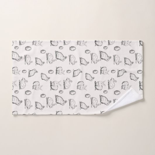 Hand-gezeichnetes Tuch-Set des Osterhasen-Muster-| Badhandtuch Set (Handtuch)