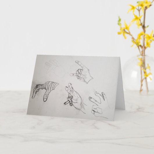 "Hand gezogen" Dankeschön Karte (Gelbe Blume)