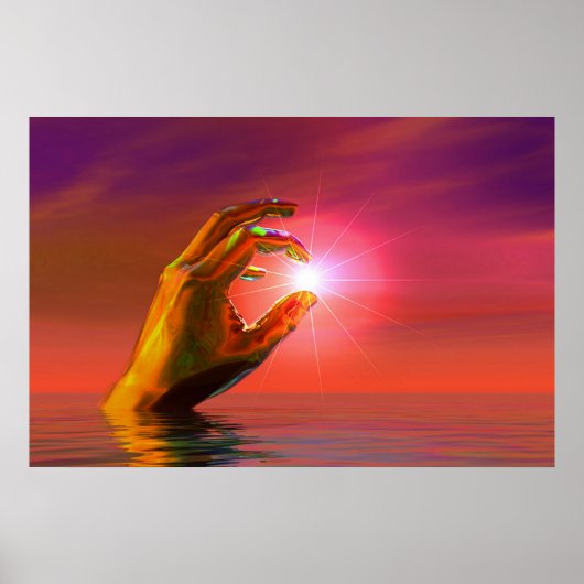 Hand Gottes, die die Sonne hält Poster (Vorne)