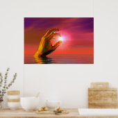 Hand Gottes, die die Sonne hält Poster (Küche)