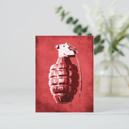 Hand Grenade auf Rot Postkarte (Stehend Vorderseite)