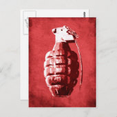 Hand Grenade auf Rot Postkarte (Vorne/Hinten)