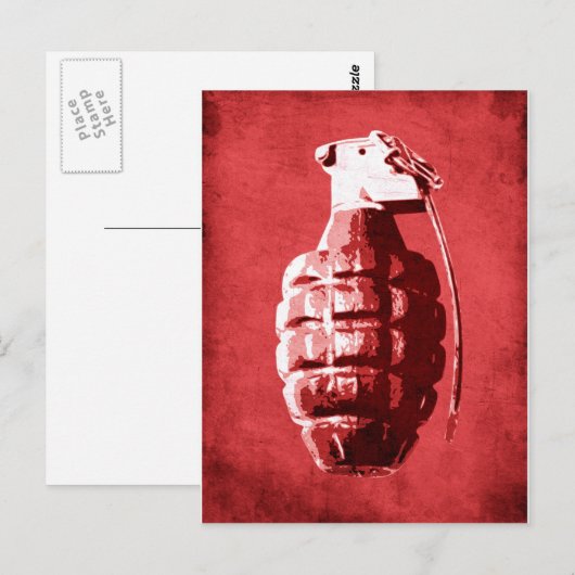 Hand Grenade auf Rot Postkarte (Vorne/Hinten)