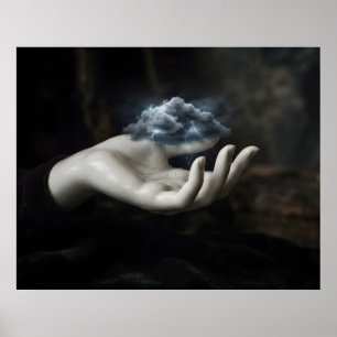 Hand hält Sturmwolke Poster