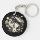 Hand halten eines Kristalls unter dem Mondlicht Schlüsselanhänger (Rückseite)