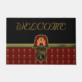 Hand Hamsa feat: Baum des Lebens rot/Gold Fußmatte (Vorderseite)