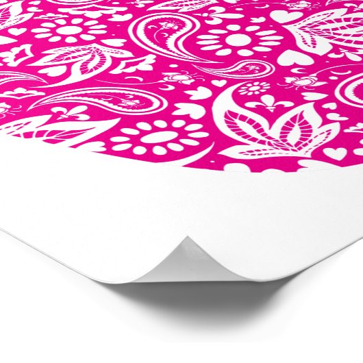 Hand Hamsa Pink White Lucky Talisman Poster (Ecke)