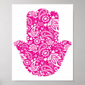 Hand Hamsa Pink White Lucky Talisman Poster (Vorne)