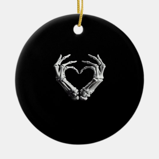 Hand Herz Skeletton Knochen Spooky Girls Teens Keramik Ornament (Vorne)