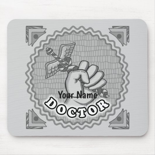 Hand holding caduceus doctor mousepad (Vorne)