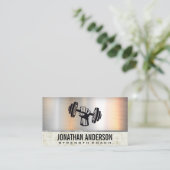 Hand Holding Dumbell | Metallischer Grunge Visitenkarte (Stehend Vorderseite)