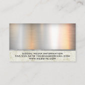 Hand Holding Dumbell | Metallischer Grunge Visitenkarte (Rückseite)