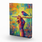 Hand Holding Paintbrush with Bird Creative Fotoblock (Rechts)