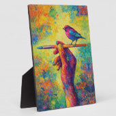 Hand Holding Paintbrush with Bird Creative Fotoplatte (Seite)